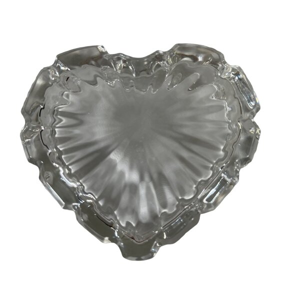 Vintage Heart Shaped Glass Trinket Box Jewelry 3 1/2" Beautiful - Picture 5 of 5